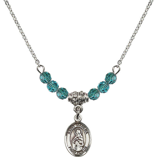 Sterling Silver Saint Matilda Birthstone Necklace with Zircon Beads - 9239