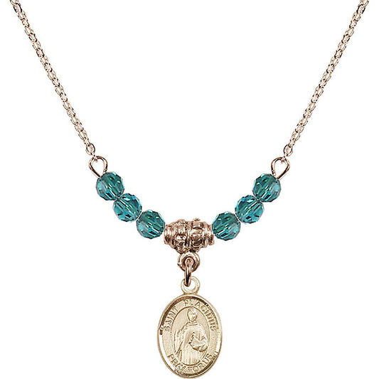 14kt Gold Filled Saint Placidus Birthstone Necklace with Zircon Beads - 9240