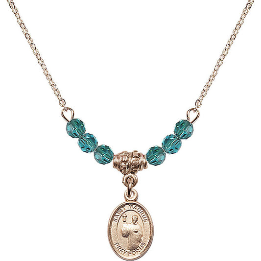 14kt Gold Filled Saint Maurus Birthstone Necklace with Zircon Beads - 9241