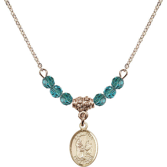 14kt Gold Filled Saint Zita Birthstone Necklace with Zircon Beads - 9244