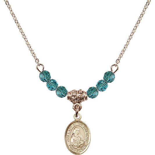 14kt Gold Filled Our Lady of the Railroad Birthstone Necklace with Zircon Beads - 9247