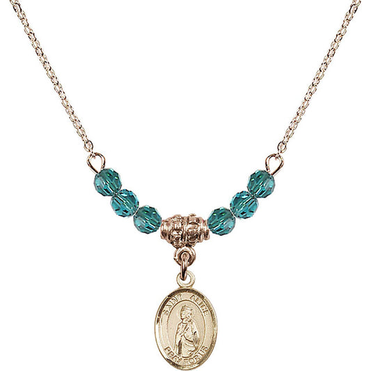 14kt Gold Filled Saint Alice Birthstone Necklace with Zircon Beads - 9248
