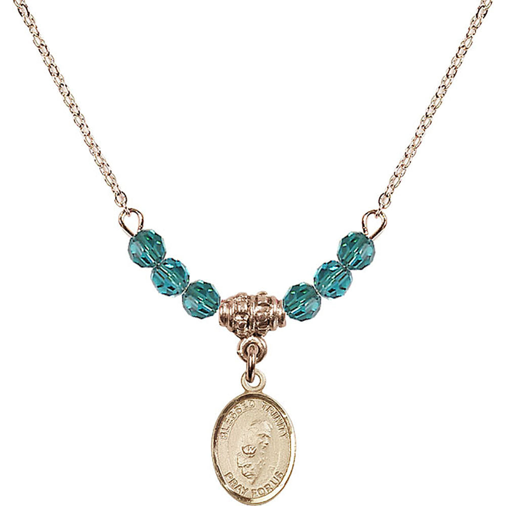 14kt Gold Filled Blessed Trinity Birthstone Necklace with Zircon Beads - 9249