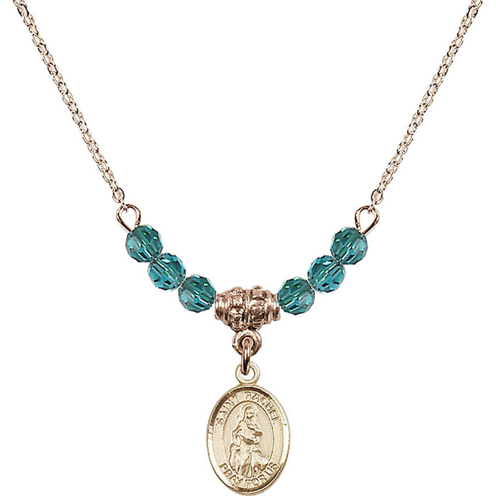 14kt Gold Filled Saint Rachel Birthstone Necklace with Zircon Beads - 9251