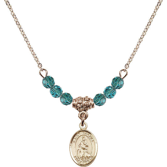14kt Gold Filled Saint Rachel Birthstone Necklace with Zircon Beads - 9251