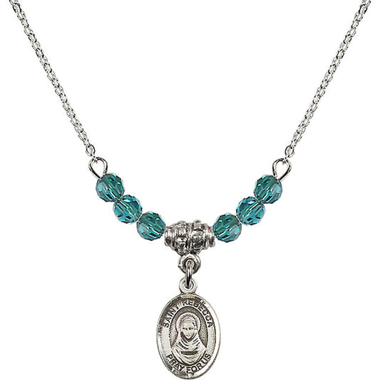 Sterling Silver Saint Rebecca Birthstone Necklace with Zircon Beads - 9252