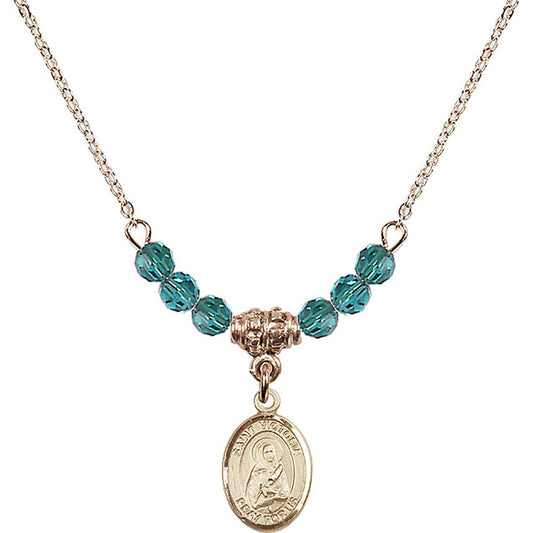 14kt Gold Filled Saint Victoria Birthstone Necklace with Zircon Beads - 9253