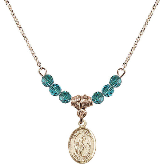 14kt Gold Filled Saint Aaron Birthstone Necklace with Zircon Beads - 9254