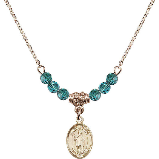 14kt Gold Filled Saint Austin Birthstone Necklace with Zircon Beads - 9256