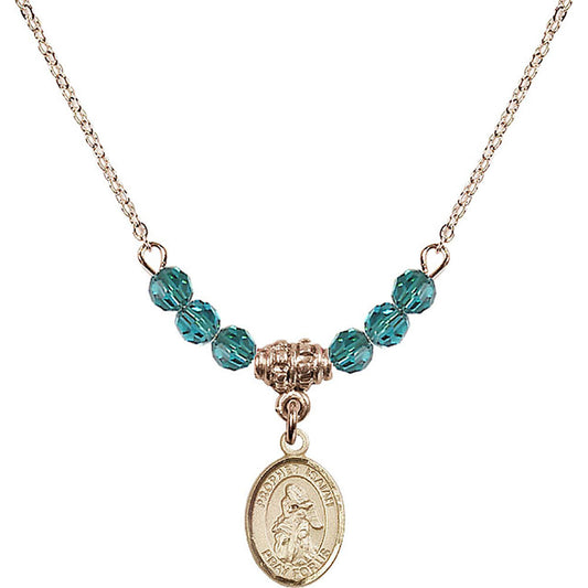 14kt Gold Filled Saint Isaiah Birthstone Necklace with Zircon Beads - 9258