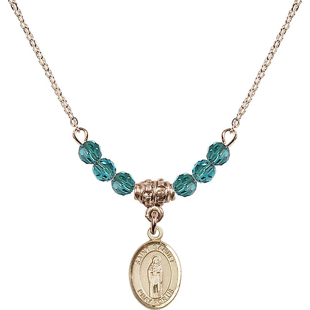 14kt Gold Filled Saint Samuel Birthstone Necklace with Zircon Beads - 9259