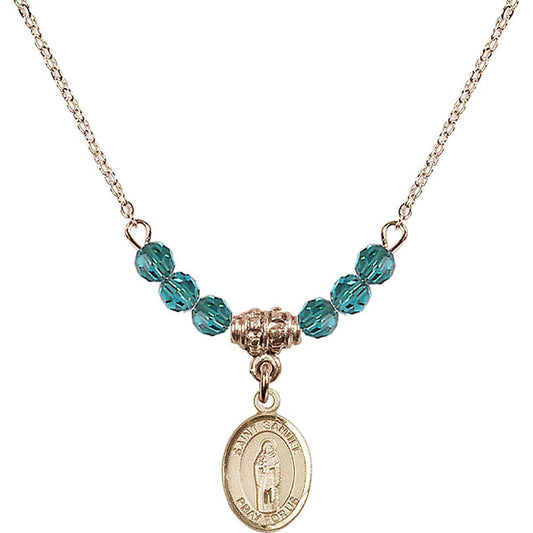 14kt Gold Filled Saint Samuel Birthstone Necklace with Zircon Beads - 9259