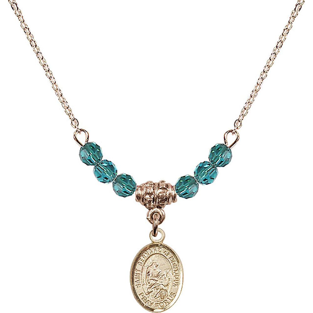14kt Gold Filled Saint Bernard of Montjoux Birthstone Necklace with Zircon Beads - 9264