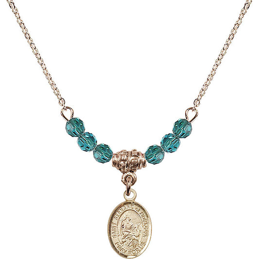 14kt Gold Filled Saint Bernard of Montjoux Birthstone Necklace with Zircon Beads - 9264