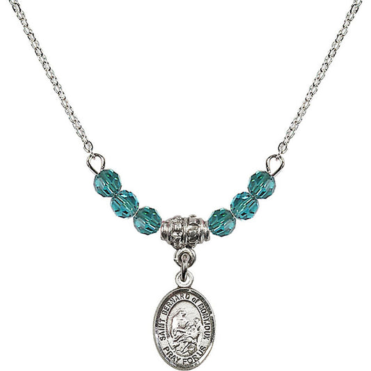 Sterling Silver Saint Bernard of Montjoux Birthstone Necklace with Zircon Beads - 9264