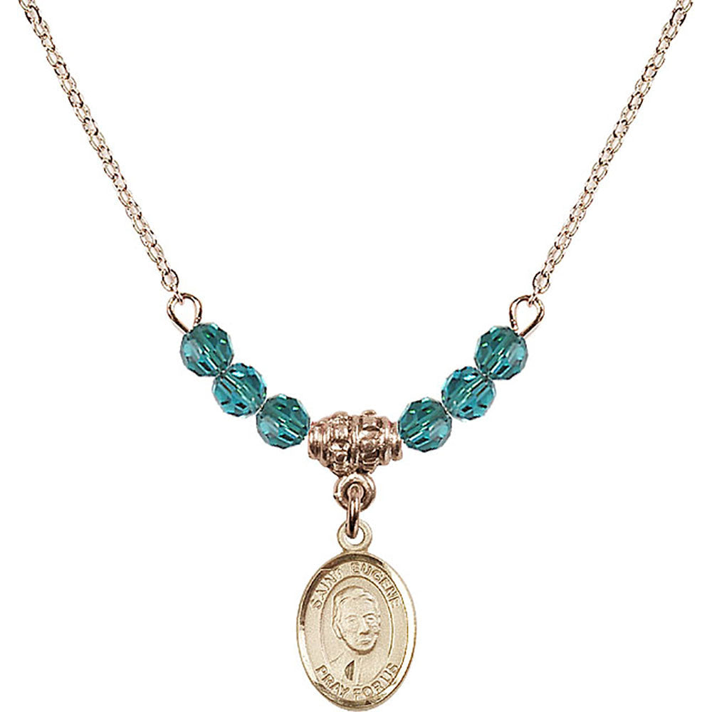 14kt Gold Filled Saint Eugene de Mazenod Birthstone Necklace with Zircon Beads - 9266
