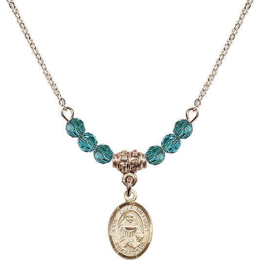 14kt Gold Filled Saint Julia Billiart Birthstone Necklace with Zircon Beads - 9267