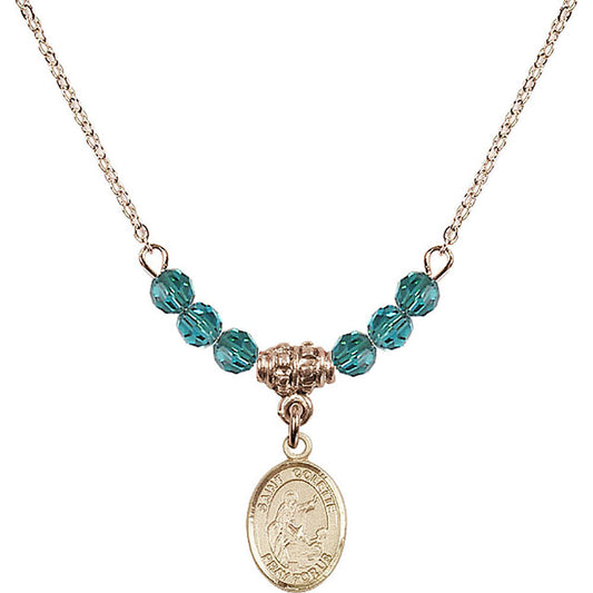 14kt Gold Filled Saint Colette Birthstone Necklace with Zircon Beads - 9268
