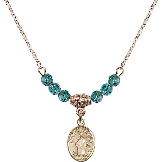 14kt Gold Filled Our Lady of Africa Birthstone Necklace with Zircon Beads - 9269