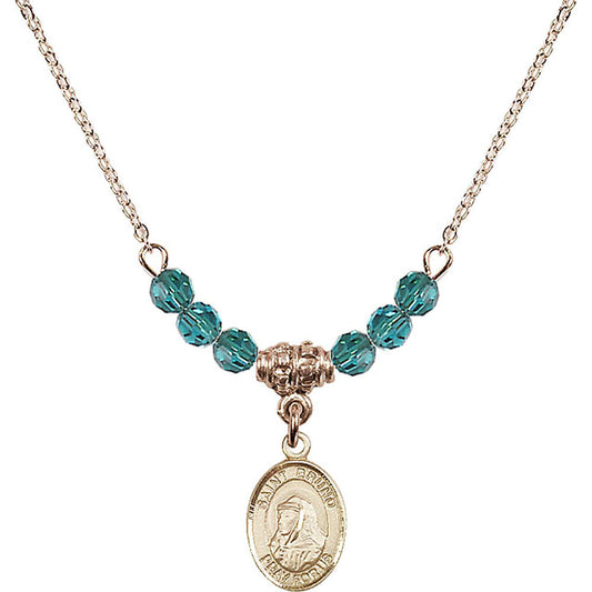 14kt Gold Filled Saint Bruno Birthstone Necklace with Zircon Beads - 9270