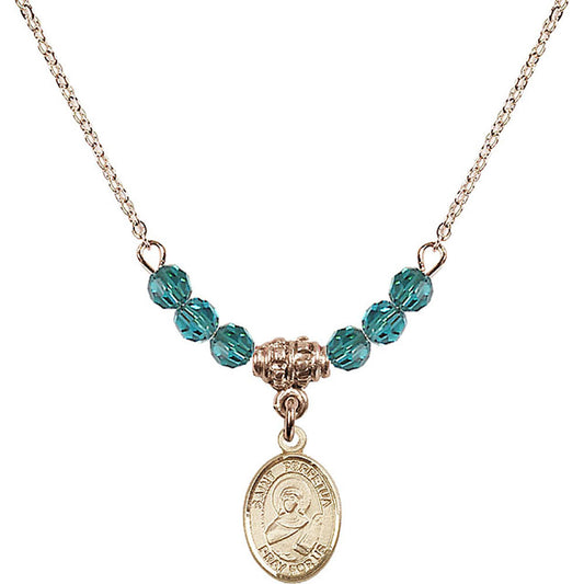 14kt Gold Filled Saint Perpetua Birthstone Necklace with Zircon Beads - 9272