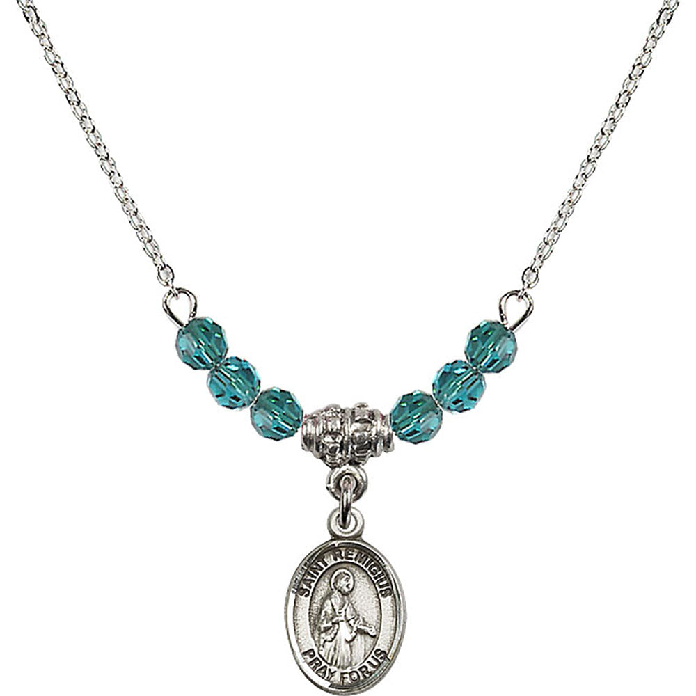 Sterling Silver Saint Remigius of Reims Birthstone Necklace with Zircon Beads - 9274
