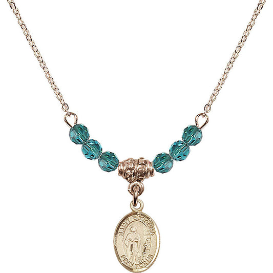 14kt Gold Filled Saint Susanna Birthstone Necklace with Zircon Beads - 9280