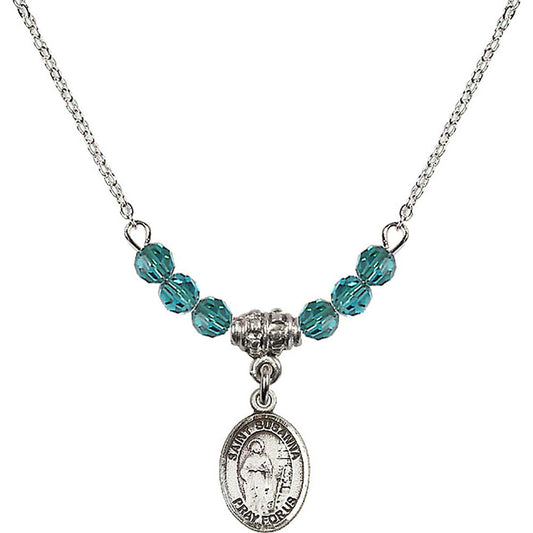 Sterling Silver Saint Susanna Birthstone Necklace with Zircon Beads - 9280