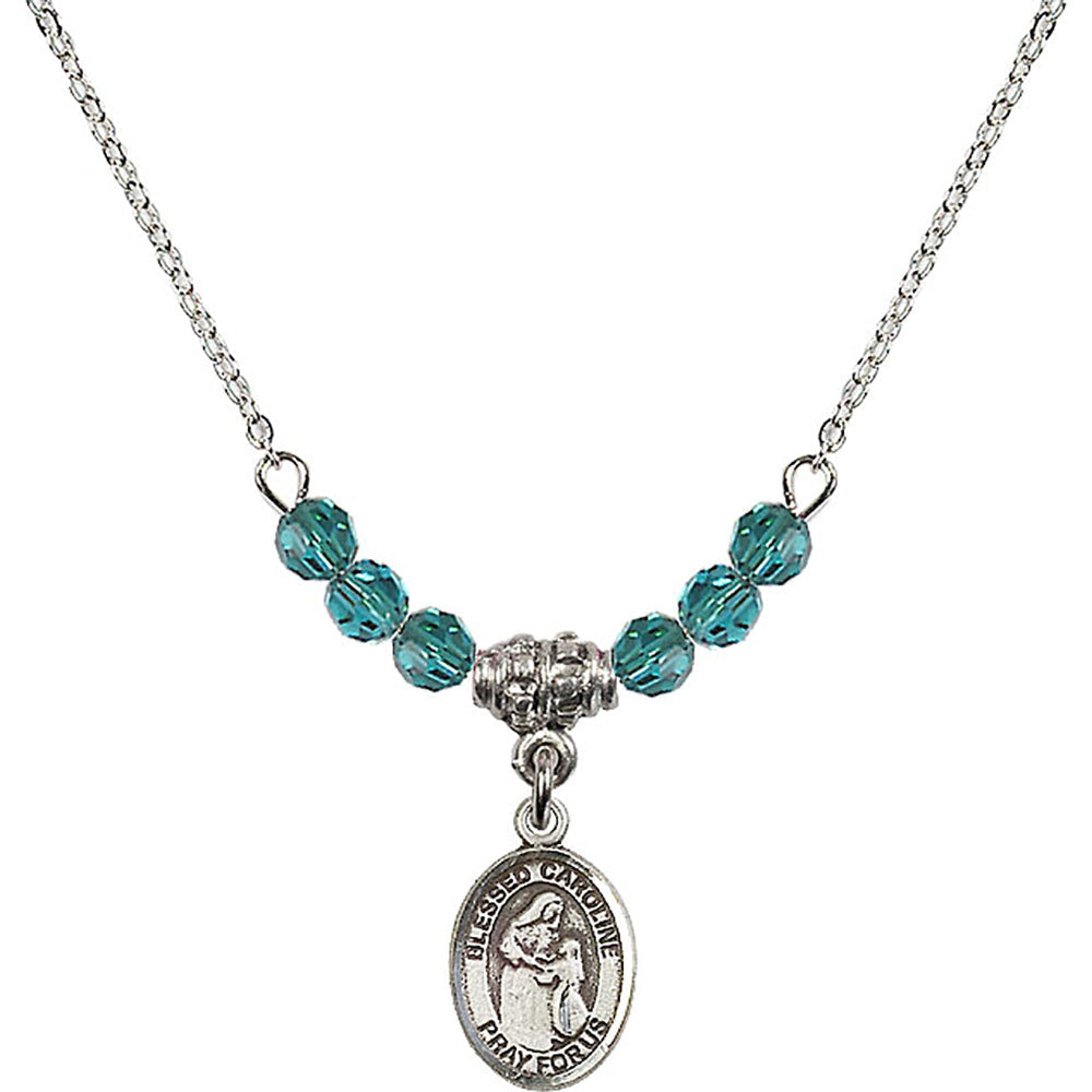 Sterling Silver Blessed Caroline Gerhardinger Birthstone Necklace with Zircon Beads - 9281