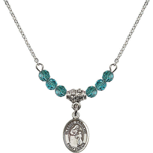 Sterling Silver Blessed Caroline Gerhardinger Birthstone Necklace with Zircon Beads - 9281