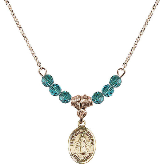 14kt Gold Filled Blessed Karolina Kozkowna Birthstone Necklace with Zircon Beads - 9283