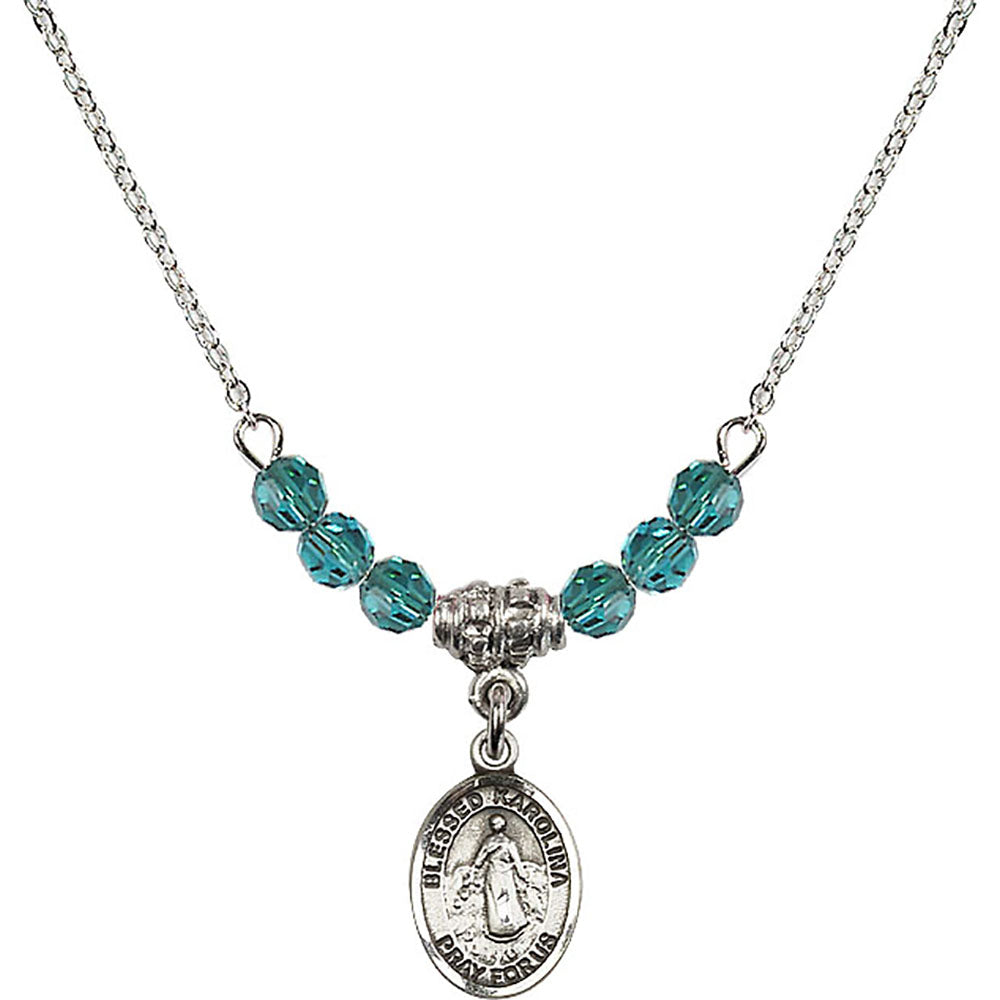 Sterling Silver Blessed Karolina Kozkowna Birthstone Necklace with Zircon Beads - 9283