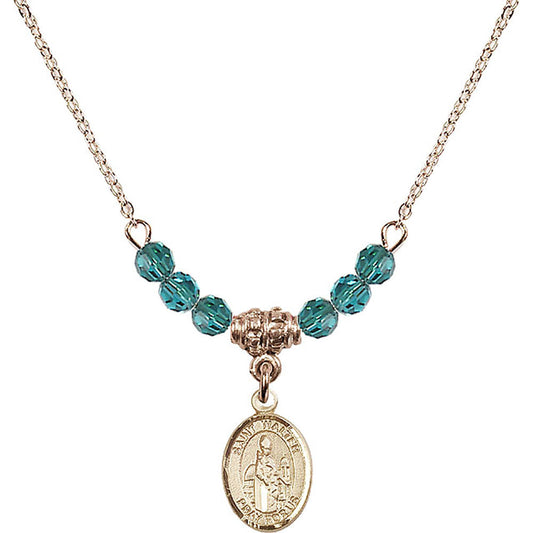 14kt Gold Filled Saint Walter of Pontoise Birthstone Necklace with Zircon Beads - 9285