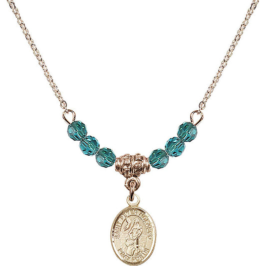 14kt Gold Filled Saint Peter Nolasco Birthstone Necklace with Zircon Beads - 9291