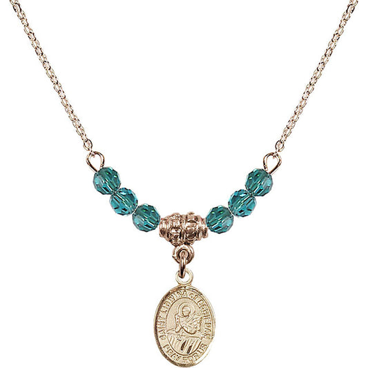 14kt Gold Filled Saint Lidwina of Schiedam Birthstone Necklace with Zircon Beads - 9297