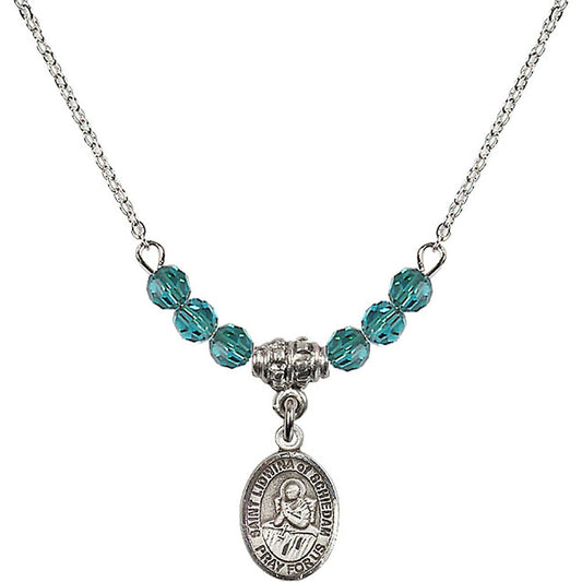 Sterling Silver Saint Lidwina of Schiedam Birthstone Necklace with Zircon Beads - 9297