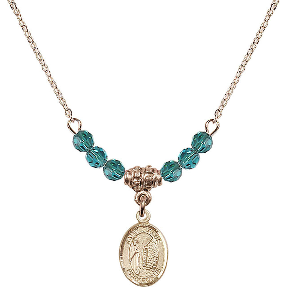 14kt Gold Filled Saint Fiacre Birthstone Necklace with Zircon Beads - 9298