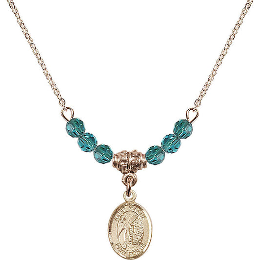 14kt Gold Filled Saint Fiacre Birthstone Necklace with Zircon Beads - 9298