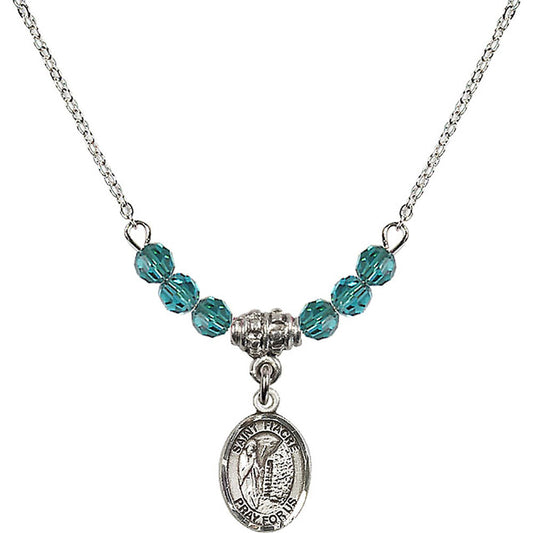 Sterling Silver Saint Fiacre Birthstone Necklace with Zircon Beads - 9298