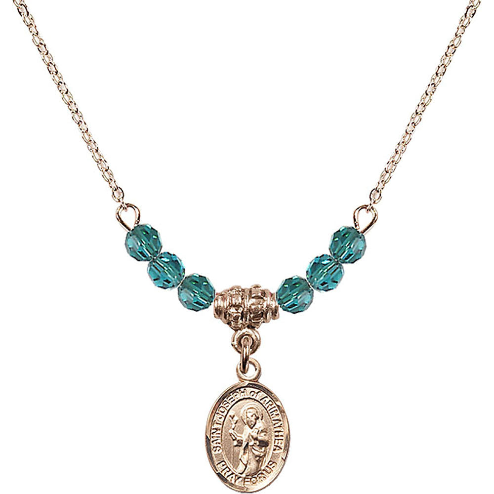 14kt Gold Filled Saint Joseph of Arimathea Birthstone Necklace with Zircon Beads - 9300