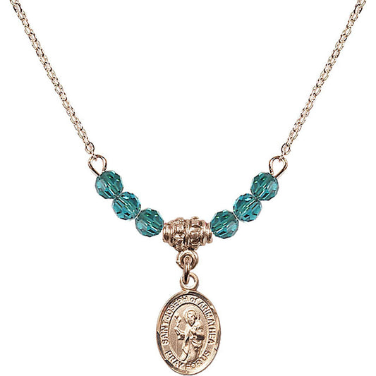 14kt Gold Filled Saint Joseph of Arimathea Birthstone Necklace with Zircon Beads - 9300