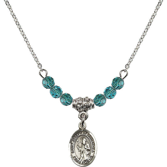 Sterling Silver Saint Joseph of Arimathea Birthstone Necklace with Zircon Beads - 9300