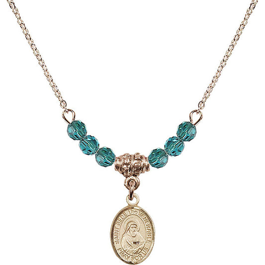 14kt Gold Filled Saint Bede the Venerable Birthstone Necklace with Zircon Beads - 9302