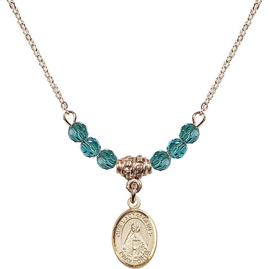 14kt Gold Filled Our Lady of Olives Birthstone Necklace with Zircon Beads - 9303