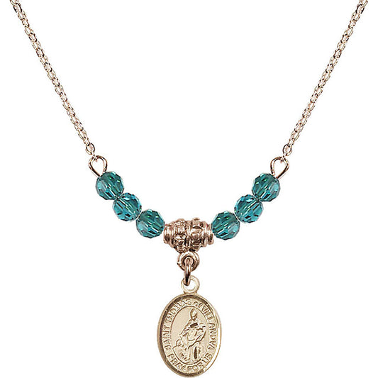 14kt Gold Filled Saint Thomas of Villanova Birthstone Necklace with Zircon Beads - 9304