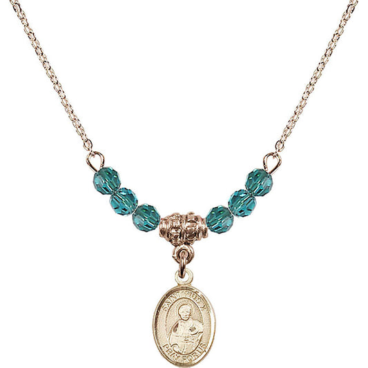 14kt Gold Filled Saint Pius X Birthstone Necklace with Zircon Beads - 9305
