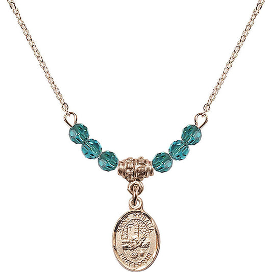 14kt Gold Filled Saint Rosalia Birthstone Necklace with Zircon Beads - 9309
