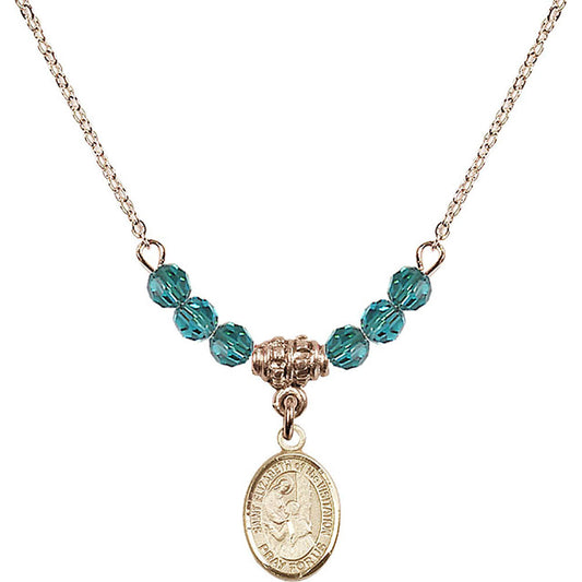 14kt Gold Filled Saint Elizabeth of the Visitation Birthstone Necklace with Zircon Beads - 9311