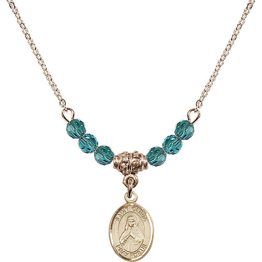 14kt Gold Filled Saint Olivia Birthstone Necklace with Zircon Beads - 9312