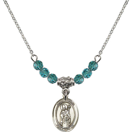 Sterling Silver Saint Ronan Birthstone Necklace with Zircon Beads - 9315